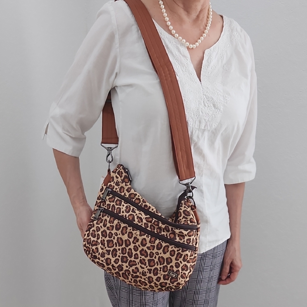 Leopard Print Crossbody Bag Lug Slider